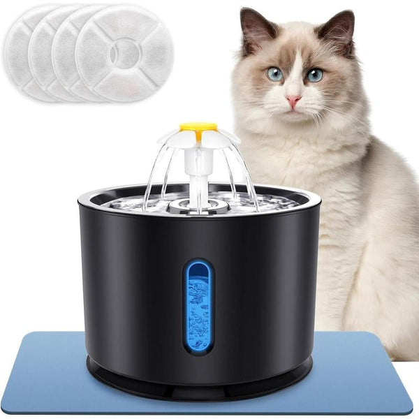 Cat Water Fountain 81Oz/2.4L Stainless Steel Pet Drinking with Intelligent Pump and LED for Cats